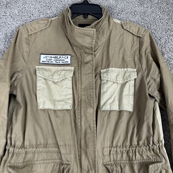 Jack & Jill Jacket Womens Small Khaki Military Field Anorak Back Skull Graphic - Picture 4 of 14